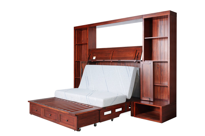 New Traditions Murphy Bed Bookshelf Unit - Mahogany