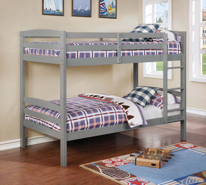 Twin over Twin Bunk Bed Gray