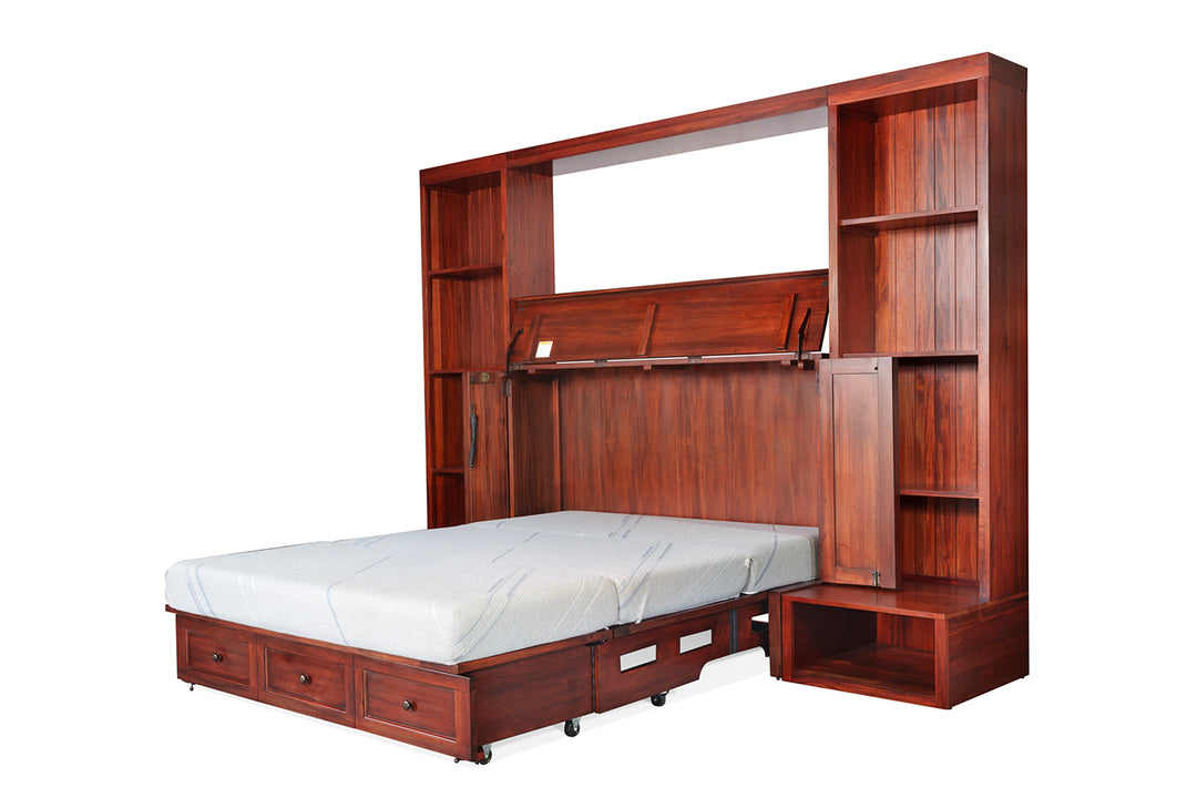 New Traditions Murphy Bed Bookshelf Unit - Mahogany