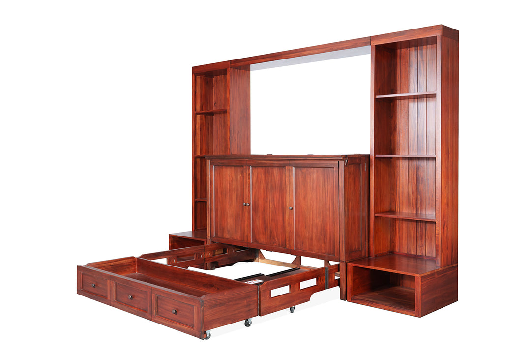 New Traditions Murphy Bed Bookshelf Unit - Mahogany