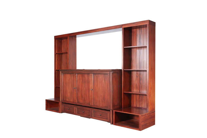 New Traditions Murphy Bed Bookshelf Unit - Mahogany