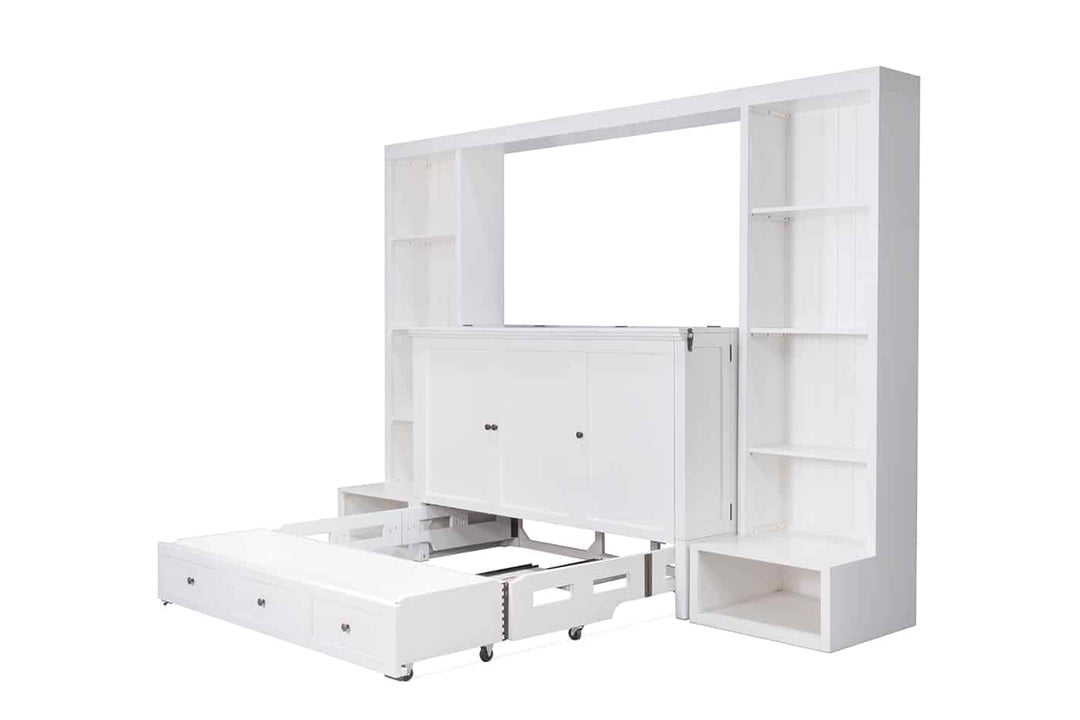 New Traditions Murphy Bed Bookshelf Unit - White