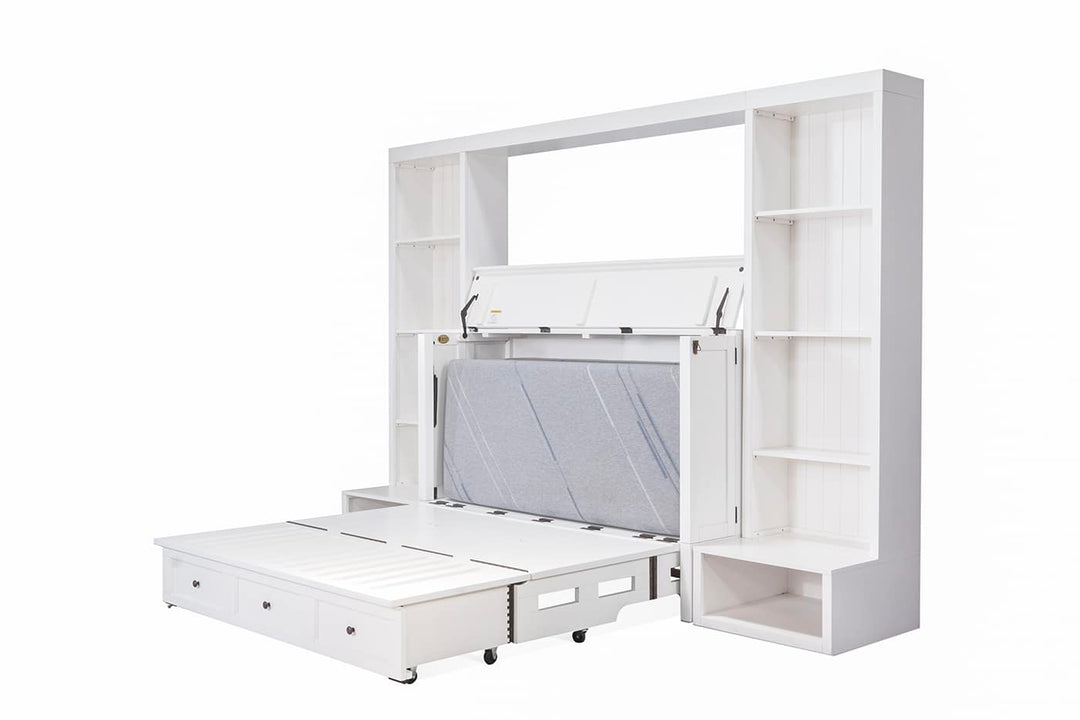 New Traditions Murphy Bed Bookshelf Unit - White