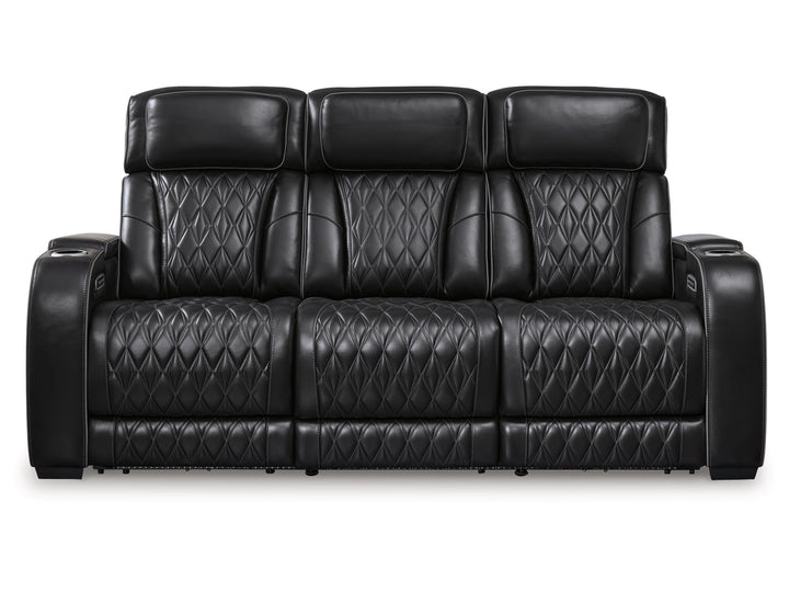 Boyington Dual Power Leather Reclining Sofa Black