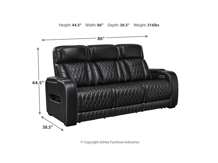 Boyington Dual Power Leather Reclining Sofa Black